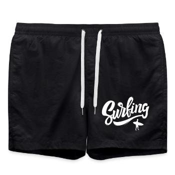 Surfen, Surfen, Surffan - Badeshorts - Schwarz - Vorne - AI Model Male 185 light (185cm)