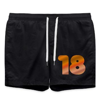 geburtstagsgeschenk 18, bege töne - Badeshorts - Schwarz - Vorne - AI Model Male 185 light (185cm)