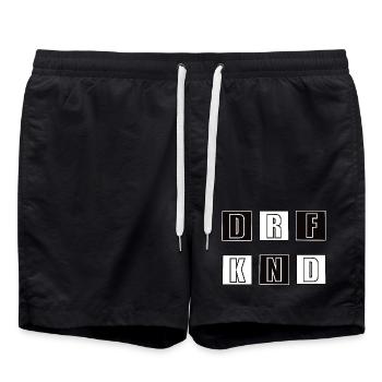 Dorfkind Buchstaben Block Design für Kinder - Badeshorts - Schwarz - Vorne - AI Model Male 185 light (185cm)