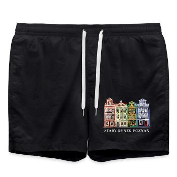 Alter Markt Posen, Polen historische Fassaden - Badeshorts - Schwarz - Vorne - AI Model Male 185 light (185cm)