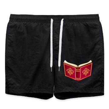 Open red book for Santa Claus and Christmas - Swim Trunks - black - Front - AI Model Male 185 light (185cm)