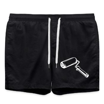 Dessin au rouleau de peinture - Short de bain - noir - Devant - AI Model Male 185 light (185cm)