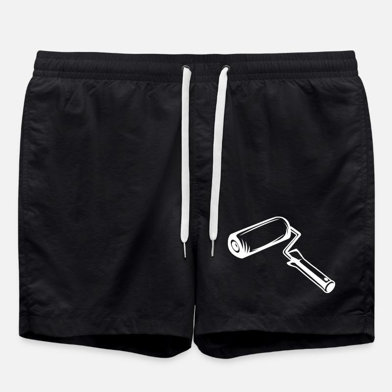 Paint Roller Drawing - Swim Trunks - black