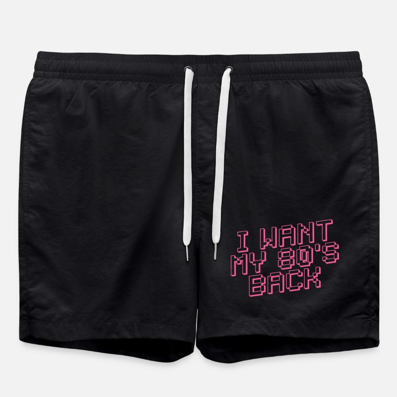 I WANT MY 80s BACK Retro - Swim Trunks - black