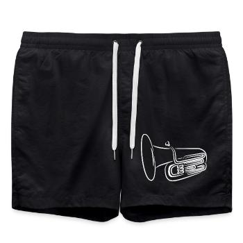 Tuba Sketch - Swim Trunks - black - Front - AI Model Male 185 light (185cm)