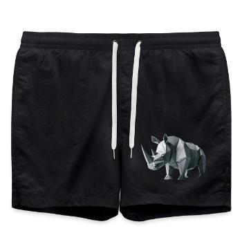 Rhinoceros Origami geometrisch 3d - Badeshorts - Schwarz - Vorne - AI Model Male 185 light (185cm)