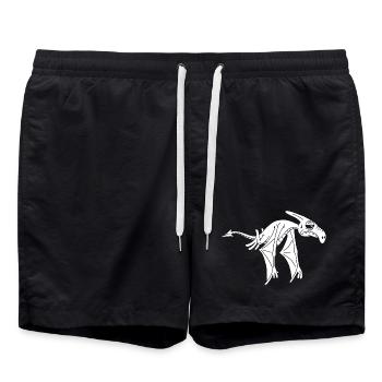 White Flying Dinosaur - Swim Trunks - black - Front - AI Model Male 185 light (185cm)