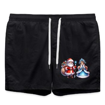 Ded Moroz Snegurotschka russischer Weihnachtsmann - Badeshorts - Schwarz - Vorne - AI Model Male 185 light (185cm)