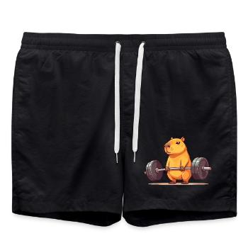 Soulevé de terre Capybara Drôle Fitness Capy Lover - Short de bain - noir - Devant - AI Model Male 185 light (185cm)