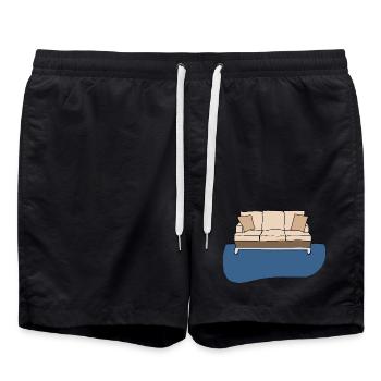 Sofa, bunte Grafik - Badeshorts - Schwarz - Vorne - AI Model Male 185 light (185cm)