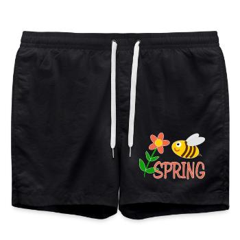 Motif printanier avec abeille - Short de bain - noir - Devant - AI Model Male 185 light (185cm)