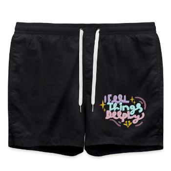 Feel deeply in pastel - Swim Trunks - black - Front - AI Model Male 185 light (185cm)