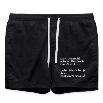 Grill-Spruch Bratwürstchen - Badeshorts - Schwarz - Vorne - AI Model Male 185 light (185cm)