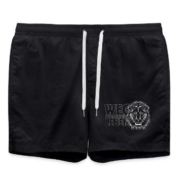 Löwe „Weg Wahrheit Leben“ - Badeshorts - Schwarz - Vorne - AI Model Male 185 light (185cm)
