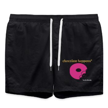 Pink Donut mit Schoko-Akzent - Badeshorts - Schwarz - Vorne - AI Model Male 185 light (185cm)