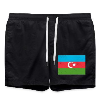 Drapeau de l’Azerbaïdjan – Fierté et identité nationale - Short de bain - noir - Devant - AI Model Male 185 light (185cm)