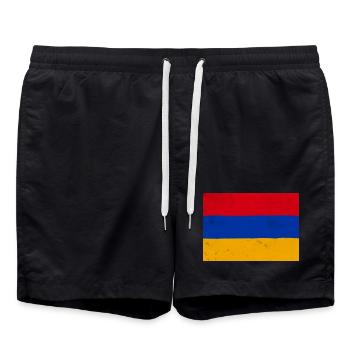 Drapeau de l’Arménie – symbole d’identité et de fierté nationale - Short de bain - noir - Devant - AI Model Male 185 light (185cm)