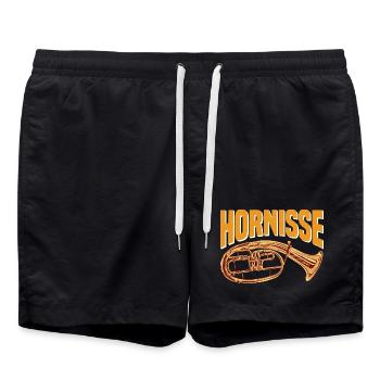 Hornisse - Tenorhorn Design für Orchester Musiker - Badeshorts - Schwarz - Vorne - AI Model Male 185 light (185cm)