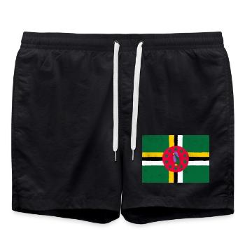 Flag of Dominica – Green Island - Swim Trunks - black - Front - AI Model Male 185 light (185cm)