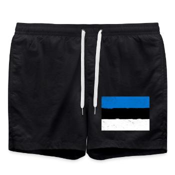 Drapeau de l’Estonie – Minimalisme nordique - Short de bain - noir - Devant - AI Model Male 185 light (185cm)