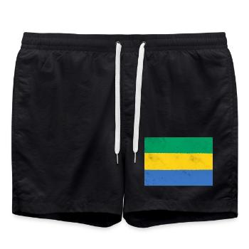 Flag of Gabon – Colors of Africa - Swim Trunks - black - Front - AI Model Male 185 light (185cm)