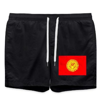 Flagge von Kirgisistan - Badeshorts - Schwarz - Vorne - AI Model Male 185 light (185cm)