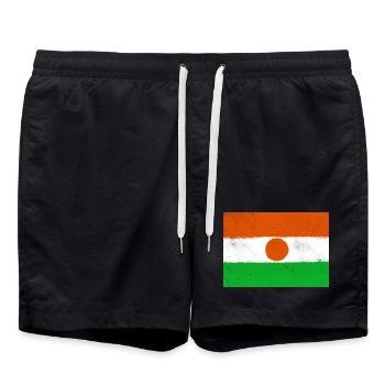 Flag of Niger - Swim Trunks - black - Front - AI Model Male 185 light (185cm)