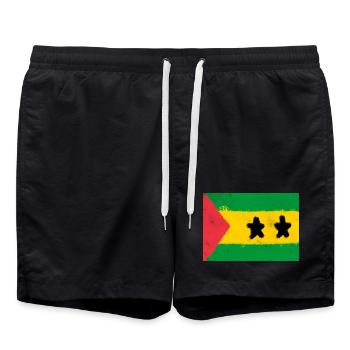 Drapeau de São Tomé-et-Príncipe - Short de bain - noir - Devant - AI Model Male 185 light (185cm)