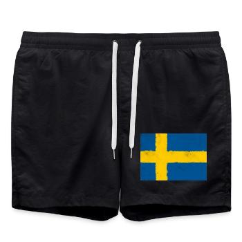 Drapeau de la Suède - Short de bain - noir - Devant - AI Model Male 185 light (185cm)