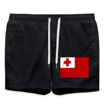 Flagge von Tonga - Badeshorts - Schwarz - Vorne - AI Model Male 185 light (185cm)