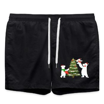 Festive Polar Bears with Christmas Tree - Swim Trunks - black - Front - AI Model Male 185 light (185cm)