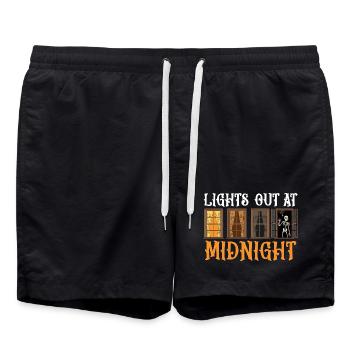 Skeleton at the window at night - Swim Trunks - black - Front - AI Model Male 185 light (185cm)