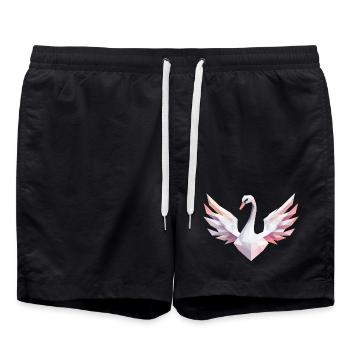 Cygne géométrique aux couleurs pastel - Short de bain - noir - Devant - AI Model Male 185 light (185cm)