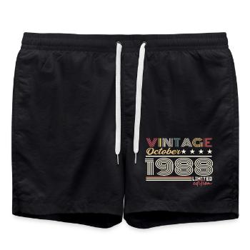 Octobre 1988 rétro anniversaire 1988 Octobre 1988  - Short de bain - noir - Devant - AI Model Male 185 light (185cm)