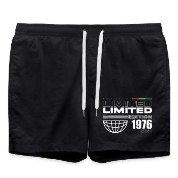 1976 Birthday Gift - Vintage 1976, 49th Birth - Swim Trunks - black - Front - AI Model Male 185 light (185cm)