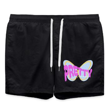 Design imprimé sarcastique « Pretty please » - Short de bain - noir - Devant - AI Model Male 185 light (185cm)