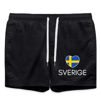 J’aime la Suède, j’aime la Suède - Short de bain - noir - Devant - AI Model Male 185 light (185cm)