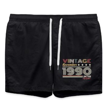 Novembre 1990 - Short de bain - noir - Devant - AI Model Male 185 light (185cm)