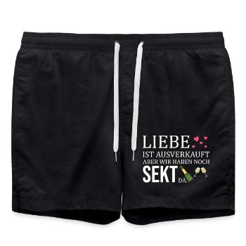 Liebe ist ausverkauft wir hätten noch Sekt da - Swim Trunks - black - Front - AI Model Male 185 light (185cm)