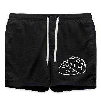 Chocolate Cookie Sketch – Cute Minimalist Design - Swim Trunks - black - Front - AI Model Male 185 light (185cm)