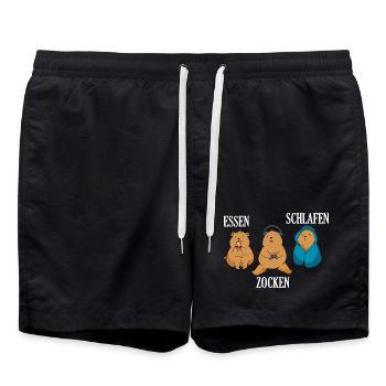 Food Gaming Sleeping Gamer Saying - Swim Trunks - black - Front - AI Model Male 185 light (185cm)