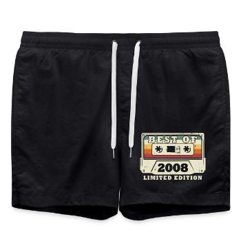 Vintage 2008 Jahrgang geboren Retro Geburtstag - Badeshorts - Schwarz - Vorne - AI Model Male 185 light (185cm)
