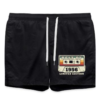Anniversaire rétro vintage 1956 Vintage Né rétro - Short de bain - noir - Devant - AI Model Male 185 light (185cm)