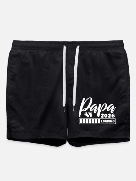 Papa 2026 loading - Schwangerschaft - Geschenk - Badeshorts - Schwarz