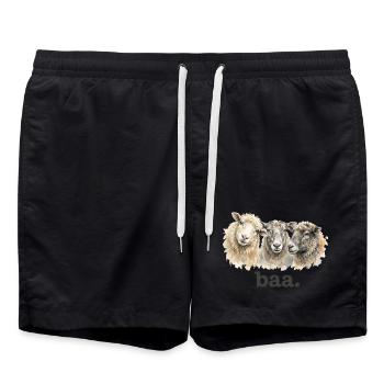 Sheep Baa Funny Sheep Lover Funny Baa - Swim Trunks - black - Front - AI Model Male 185 light (185cm)