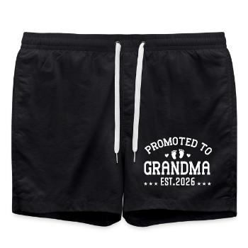 Promue grand-mère en 2026, annonce de bébé - Short de bain - noir - Devant - AI Model Male 185 light (185cm)