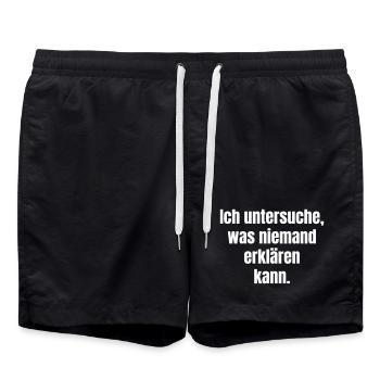 Ich suche, was niemand erklären kann - Badeshorts - Schwarz - Vorne - AI Model Male 185 light (185cm)