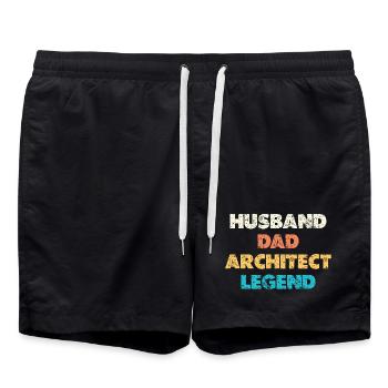 Husband Dad Architect Legend - Badeshorts - Schwarz - Vorne - AI Model Male 185 light (185cm)