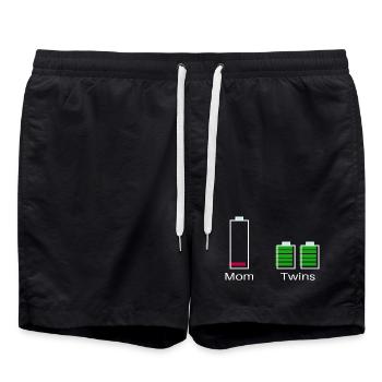 Mama mit Zwillingen – Batterieniveau - Badeshorts - Schwarz - Vorne - AI Model Male 185 light (185cm)