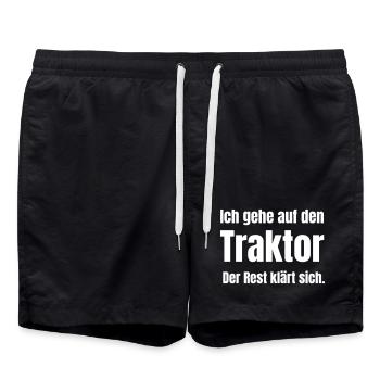 Ich gehe auf den Traktor Spruch - Badeshorts - Schwarz - Vorne - AI Model Male 185 light (185cm)